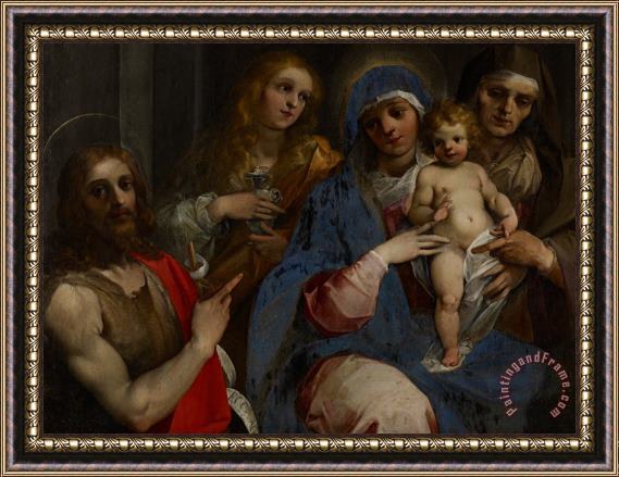 Guiseppe Cesari Madonna And Child With Saints John The Baptist With Mary Magdalene And Anne Framed Print