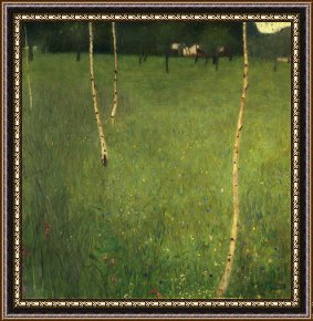 Olive Trees And Poppies Framed Paintings - Farmhouse with Birch Trees by Gustav Klimt