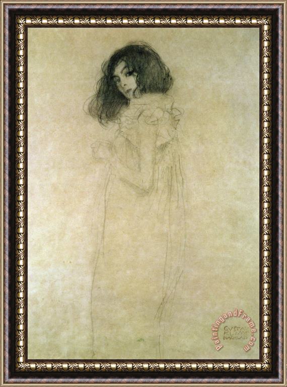 Gustav Klimt Portrait of a young woman Framed Print