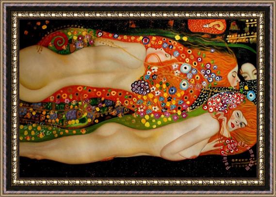 Gustav Klimt Sea Serpents Ii Framed Painting