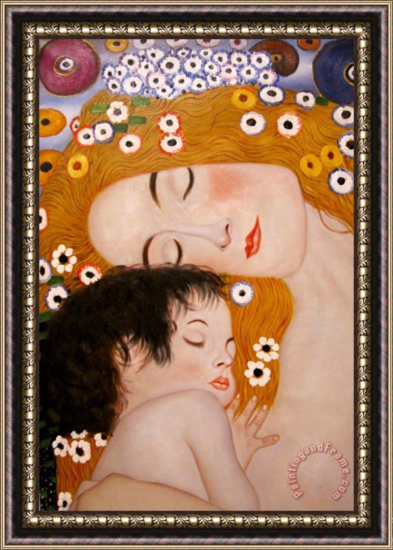 Gustav Klimt Three Ages of Woman Mother And Child (detail) Framed Print