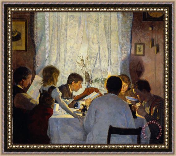 Gustav Wentzel Breakfast Ii. The Artist's Family Framed Painting