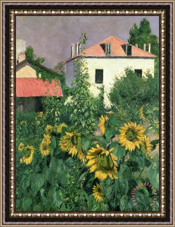Gustave Caillebotte Sunflowers In The Garden At Petit Gennevilliers Framed Painting