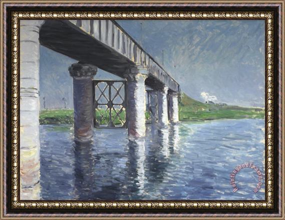 Gustave Caillebotte The Seine And The Railroad Bridge at Argenteuil (la Seine Et Le Pont Du Chemin De Fer Dargenteuil) Framed Painting