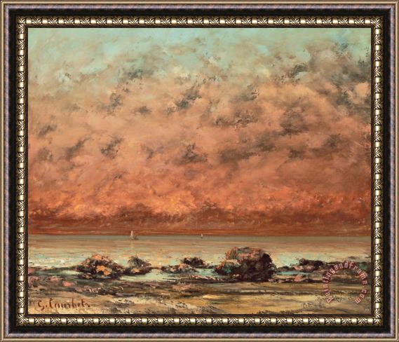 Gustave Cobert The Black Rocks At Trouville Framed Painting