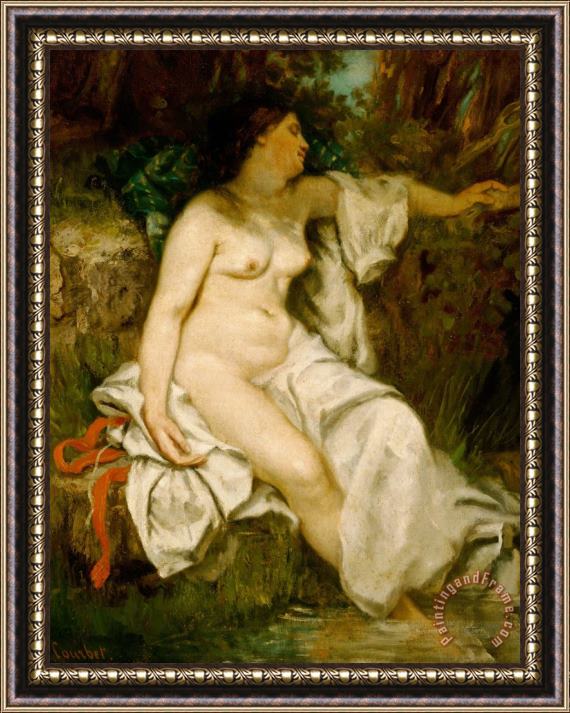 Gustave Courbet Bather Sleeping By A Brook Framed Painting