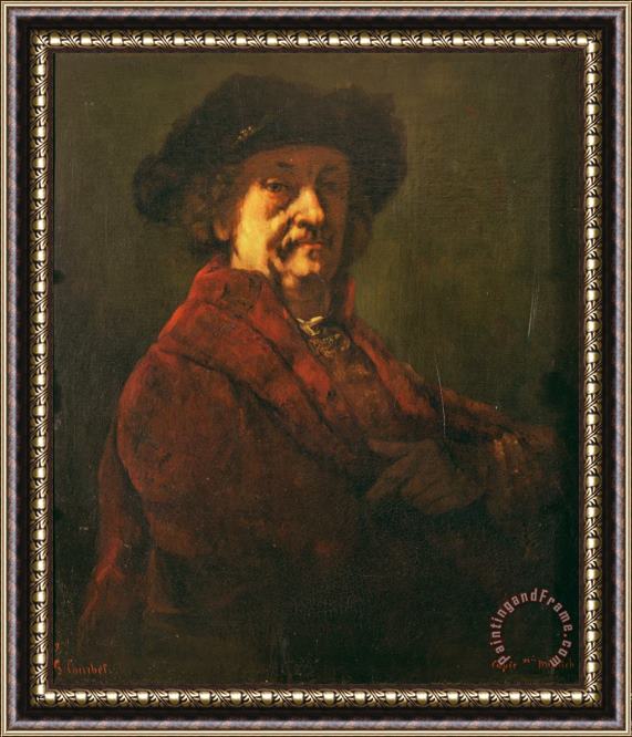 Gustave Courbet Copy of a Rembrandt Self Portrait Framed Print
