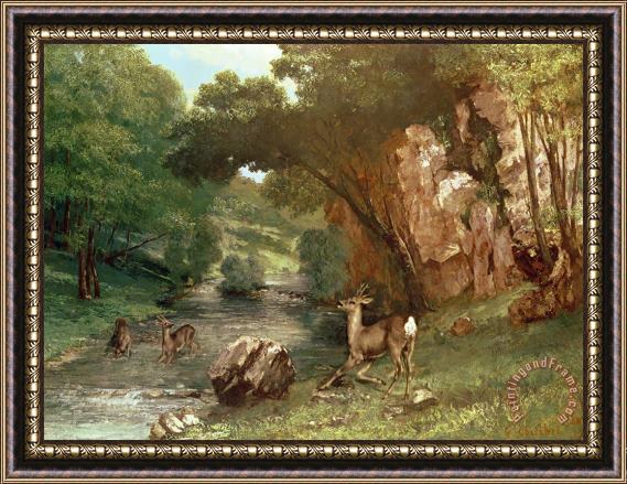 Gustave Courbet Deer by a River Framed Print