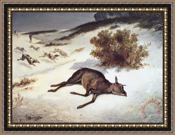 Gustave Courbet Hind Forced Down In The Snow Framed Print
