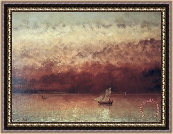 Gustave Courbet Lake Leman with Setting Sun Framed Painting