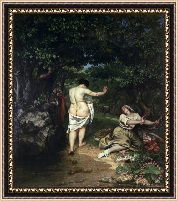 Gustave Courbet Les Baigneuses Framed Painting