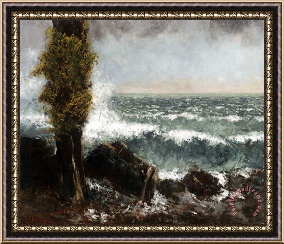 Gustave Courbet Marine, Le Peuplier Framed Painting