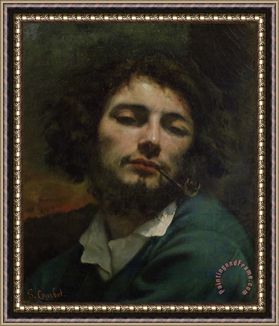 Gustave Courbet Self Portrait Or, The Man with a Pipe Framed Painting