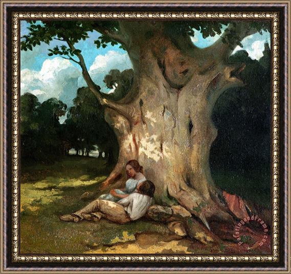 Gustave Courbet The Large Oak Framed Painting