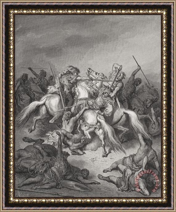 Gustave Dore Abishai Saves The Life Of David Framed Painting