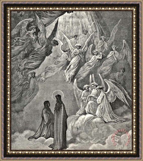 Gustave Dore Angels In Heaven Dante's Divine Comedy Illustration Framed Print