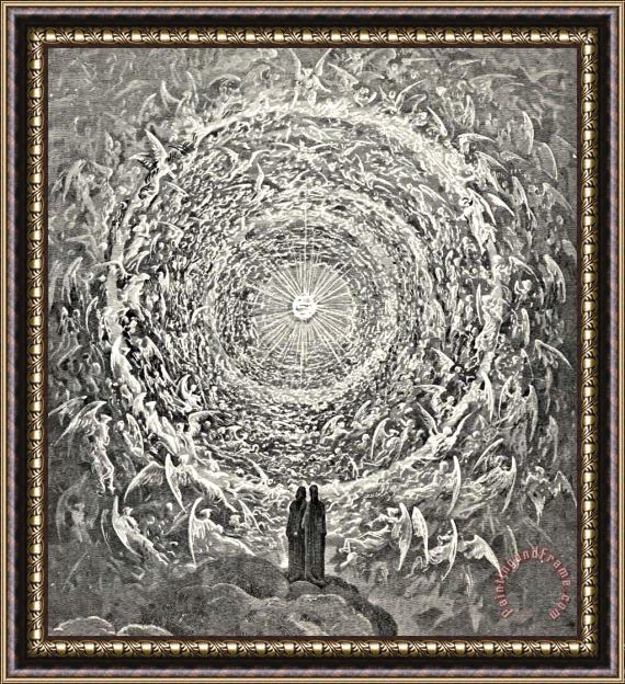 Gustave Dore Circle Of Angels Dante's Paradise Illustration Framed Painting