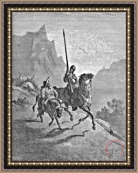 Gustave Dore Don Quixote And Sancho Panza Illustration Framed Painting
