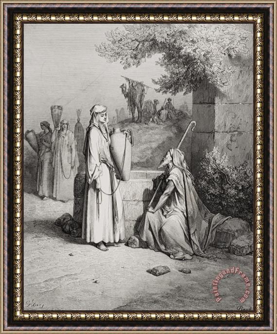 Gustave Dore Eliezer And Rebekah Framed Print