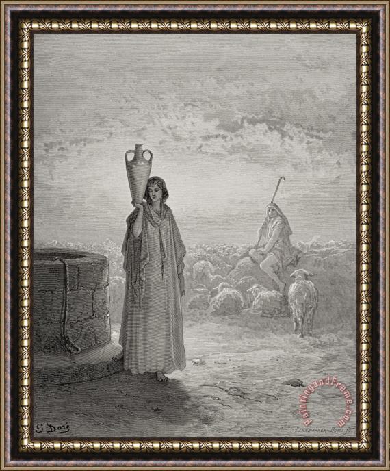 Gustave Dore Jacob Keeping Laban's Flock Framed Painting