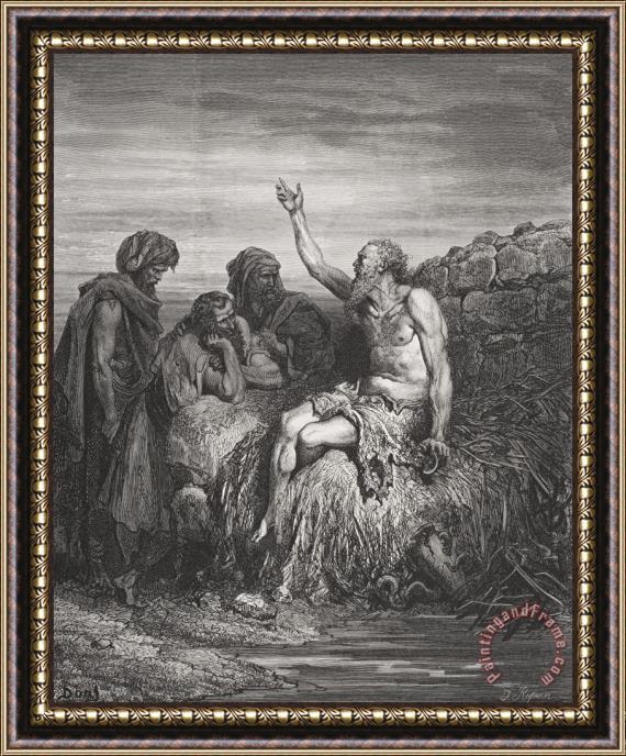Gustave Dore Job And His Friends Framed Painting