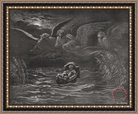 Gustave Dore The Child Moses On The Nile Framed Painting