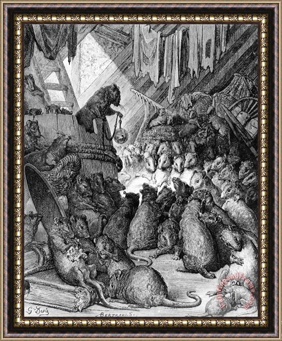 Gustave Dore The Council Held By The Rats Framed Print