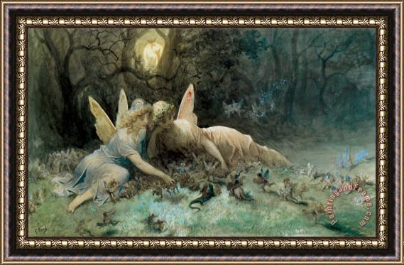 Gustave Dore The Fairies a Scene Drawn From William Shakespeare Framed Painting