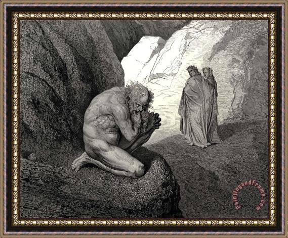 Gustave Dore The Inferno, Canto 7, Lines 89 “curs’d Wolf! Thy Fury Inward on Thyself Prey, And Consume Thee!” Framed Print