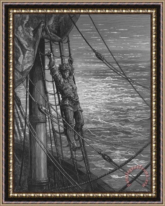 Gustave Dore The Mariner Describes To His Listener The Wedding Guest His Feelings Of Loneliness And Desolation Framed Painting
