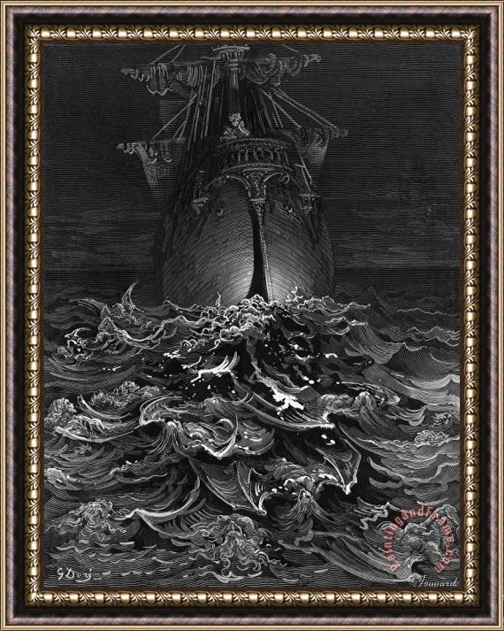 Gustave Dore The Mariner Gazes On The Ocean And Laments His Survival While All His Fellow Sailors Have Died Framed Print