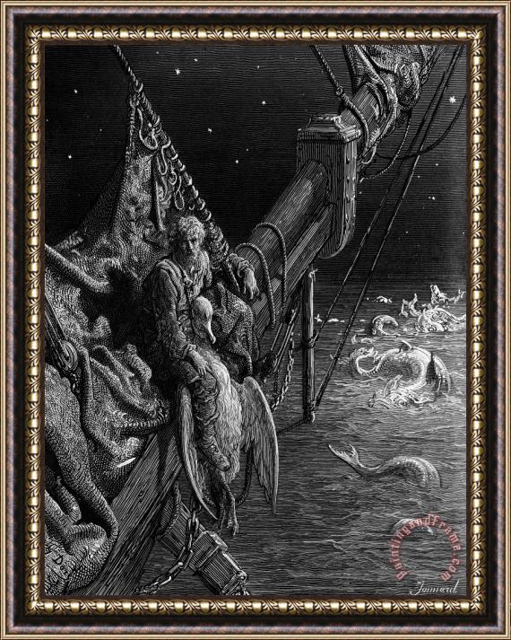 Gustave Dore The Mariner Gazes On The Serpents In The Ocean Framed Print