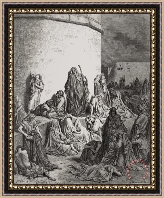 Gustave Dore The People Mourning Over The Ruins Of Jerusalem Framed Painting