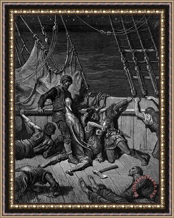 Gustave Dore The Sailors Curse The Mariner Forced To Wear The Dead Albatross Around His Neck Framed Painting