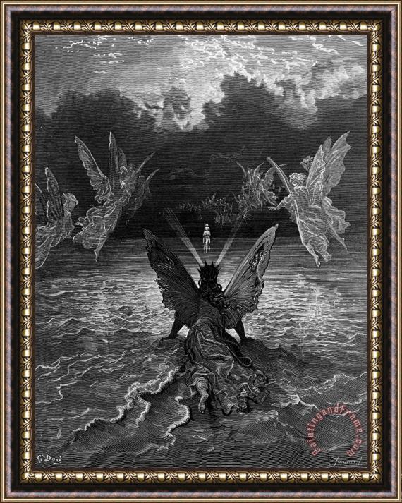 Gustave Dore The Ship Continues To Sail Miraculously Moved By A Troupe Of Angelic Spirits Framed Painting