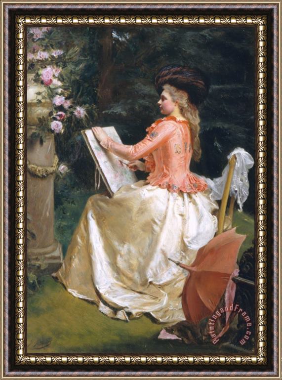 Gustave Jean Jacquet The Artist in The Garden Framed Print