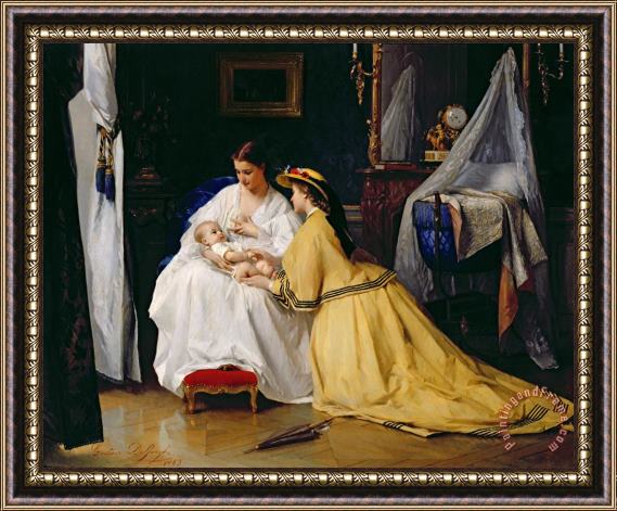 Gustave Leonard de Jonghe First Born Framed Painting