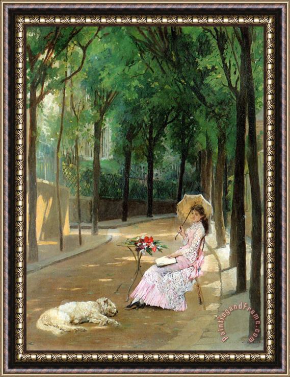 Gustave Leonhard De Jonghe A Lazy Afternoon Framed Painting