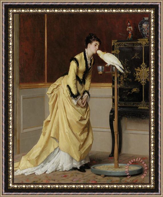 Gustave Leonhard De Jonghe Le Baiser Framed Painting