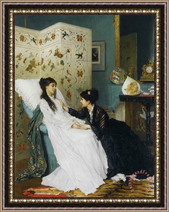 Gustave Leonhard De Jonghe The Convalescent Framed Painting