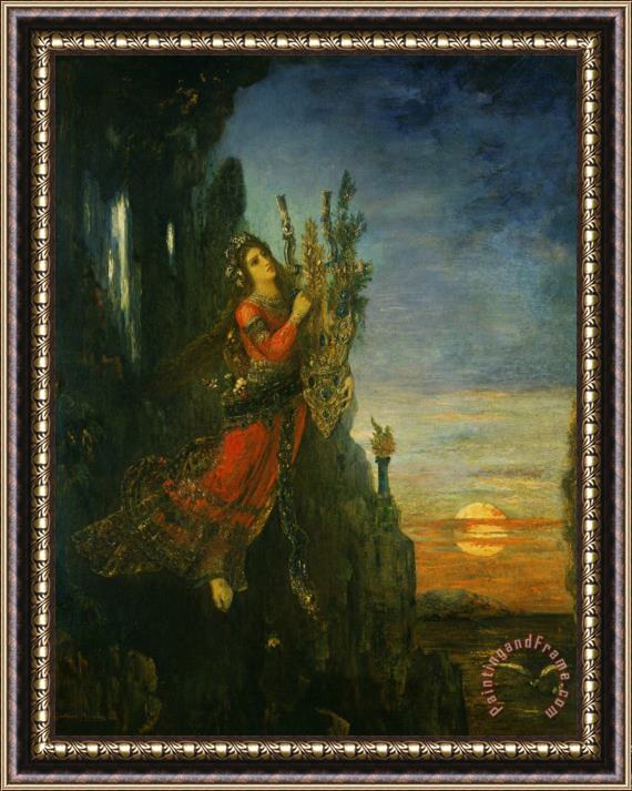 Gustave Moreau Sappho Se Jettant De Sumet De La Roche De Leucade Framed Painting