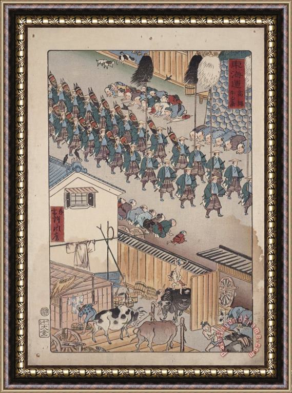 Gyosai Chikamaro The Cow Shed at Takanawa Framed Painting