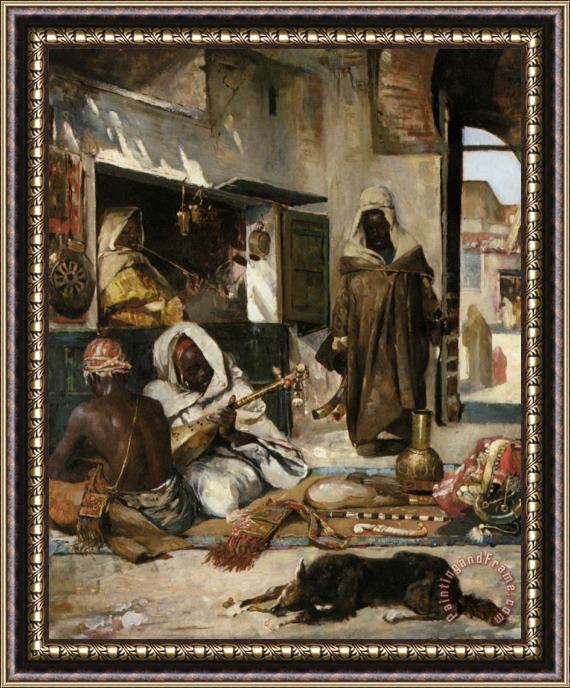 Gyula Tornai An Arms Merchant in Tangiers Framed Painting