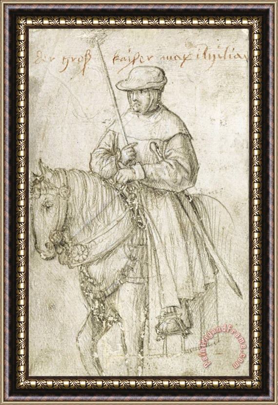 H. d. A Holbein Kaiser Maximilian I in Travel Dress on Horseback Framed Print