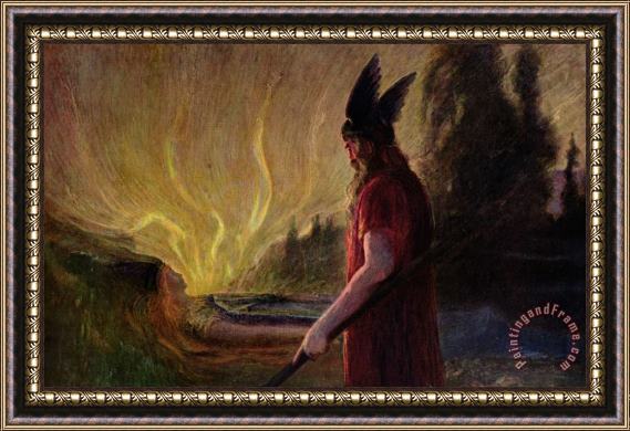 H Hendrich Odin leaves as the flames rise Framed Print
