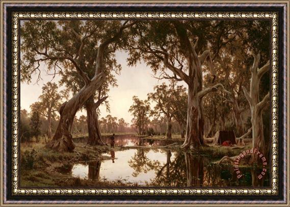 H J. Johnstone Evening Shadows, Backwater of The Murray, South Australia Framed Painting