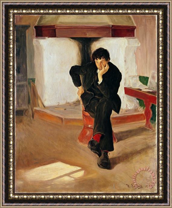 Halfdan Egedius The Dreamer. Portrait of The Painter Torleiv Stadskleiv. Framed Painting