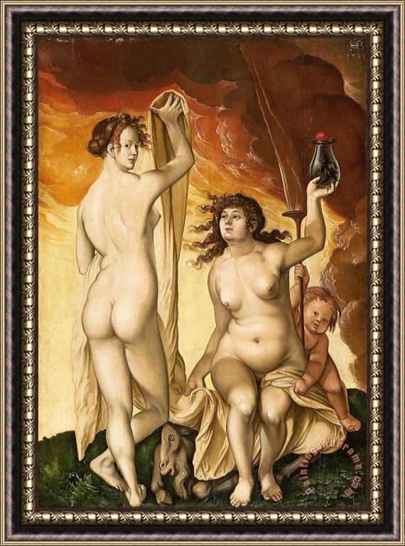 Hans Baldung called Grien Two Witches Framed Print