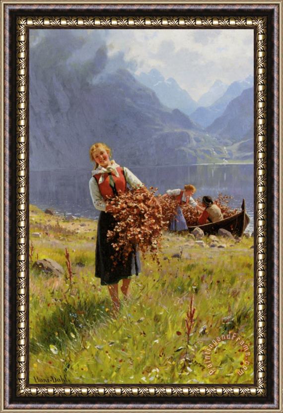 Hans Dahl Sommerdag Ved En Norsk Fjord Framed Print