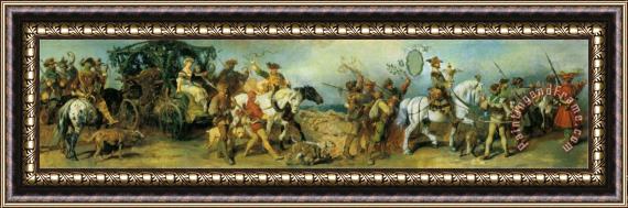 Hans Makart The Anniversary Parade Hunting Party with Treasure Wagon Framed Painting